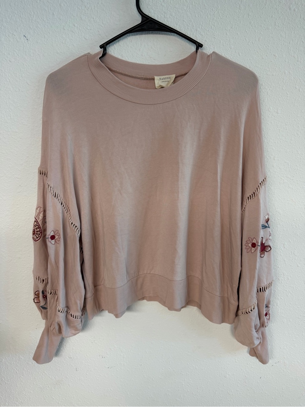 Embroidered Balloon-Sleeve Sweater in Blush #fairycore
